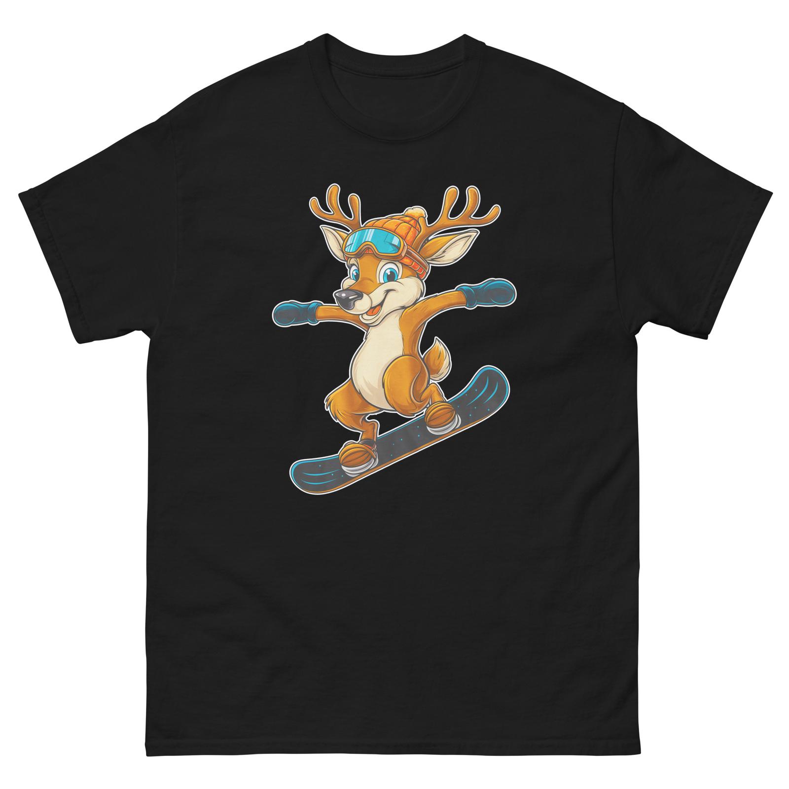 Reindeer Snowboarding Fun Cartoon Snowboarder Shirt T-Shirt XXXL