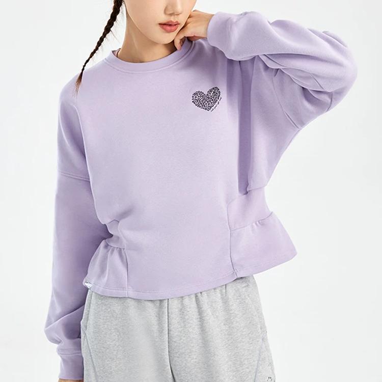 Li Ning Fitness Series Sweatshirts Women's Vine Purple Crew Neck Thickened Regular AWDRG28-3
