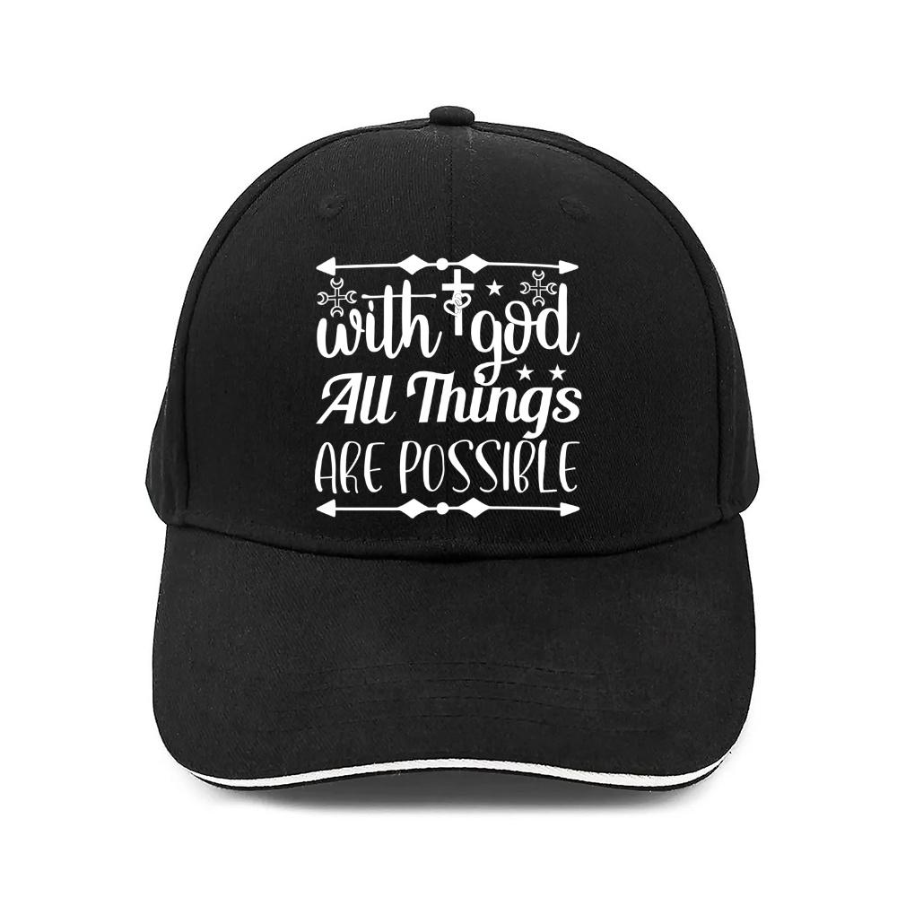 With God All Things Are Possible Baseball Cap Adjustable Polyester Print Casual Unisex Adult Hat One Size