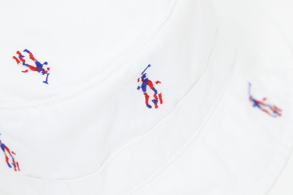 (Polo Ralph Lauren) Men's and Women's Multi Pony Embroidered Cotton Bucket Hat 01080039 LXL Size WHITE [Used]