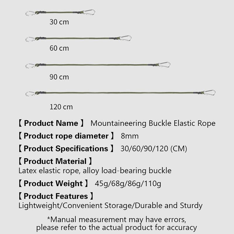 30/60/90/120Cm Karabiner Elastisches Seil Outdoor Camping Gepäckgurt Wäscheleine Stretch Langlebig Campingausrüstung Multifunktion