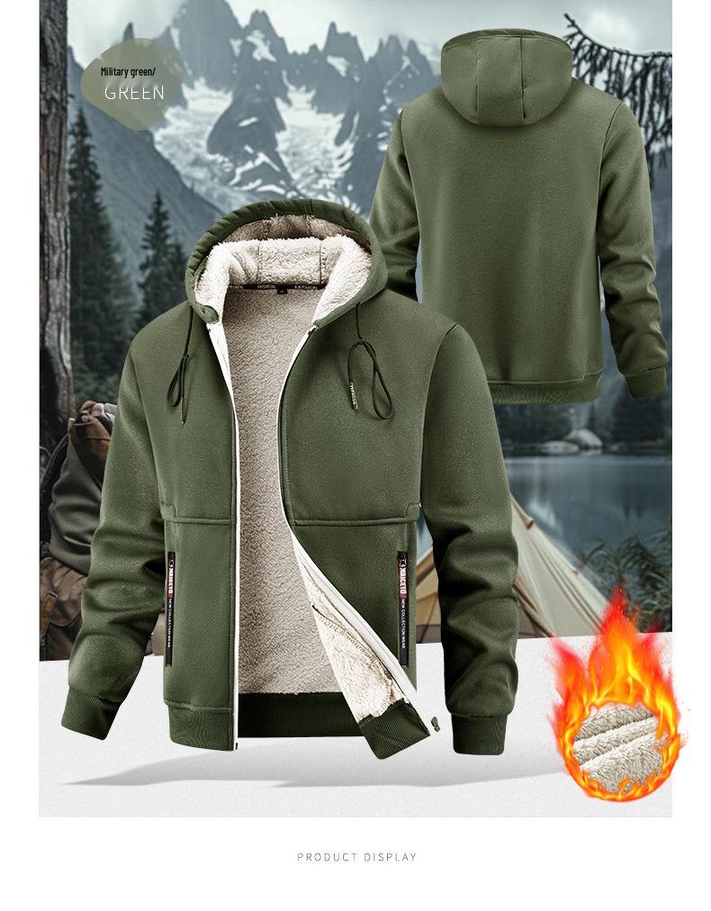 Men's 2025 Lambswool Hooded Jacket - Warm, Thickened, Casual Autumn/Winter Wear with Free Shipping