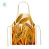 Plants Printed Kitchen Aprons Men Women Cooking Cleaning Aprons Wheat Flowers Pattern Linen Waist Apron Baking Accessories