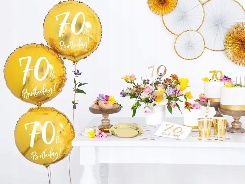 Balon Foliowy Na 70 Urodziny Birthday Złoty Siedemdziesiątka Party 45Cm