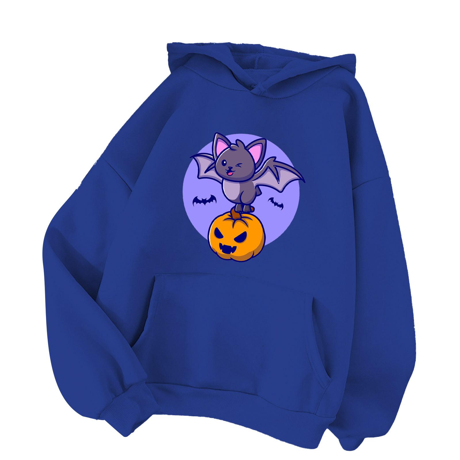 

Жіноча модна спортивна толстовка на Хеллоуїн, вільна м’яка потовщена тепла повсякденна толстовка S синій
