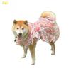 Summer Thin Mesh Pet Dog Clothes Fashion Flower Print Pink Princess Dresses For Meium Large Dogs Samoye Golden Retriever Dress