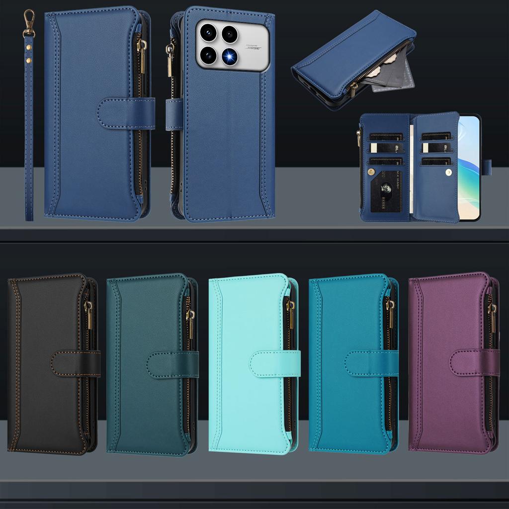 Business Magnetic Zipper Flip Case for Samsung Galaxy S26 S25 Edge S24 S23 S22 S21 S20 Ultra FE S10 S9 Plus Leather Wallet Cover
