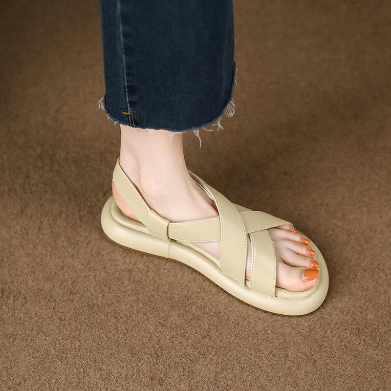 

Pick up girl 733-9 platform muffin sandals women s 2025 new summer explosion flat Roman summer women s shoes 39 жёлтый