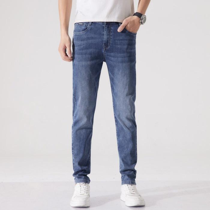 Spring and Summer New Style Men's Fashionable Versatile Slim Feet Elastic Jeans Trousers Men