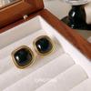 French Vintage Square Stud Earrings for Women  Black  Geometric Exquisite Y2K Accessories Fashion Jewelry Gift
