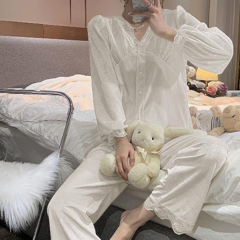 

Золотистый велюровый пижамный комплект женский весенне-осенний с длинными рукавами и брюками, новая осенне-зимняя высококачественная домашняя одежда с нагрудными вкладышами 2XL