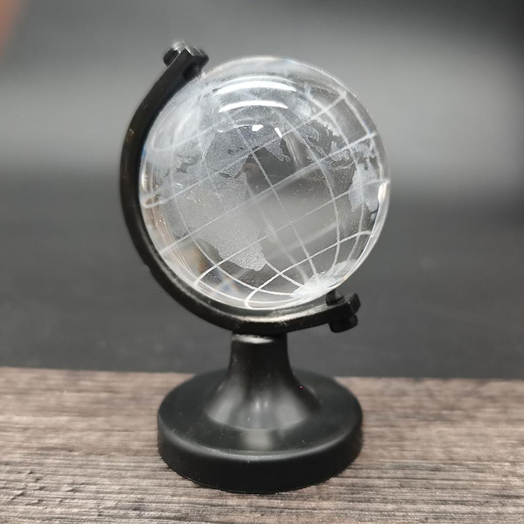Mini globo di cristallo portatile semplice incisione mappa del mondo sfera di vetro borosilicato alto tavolo arti decorative e artigianato
