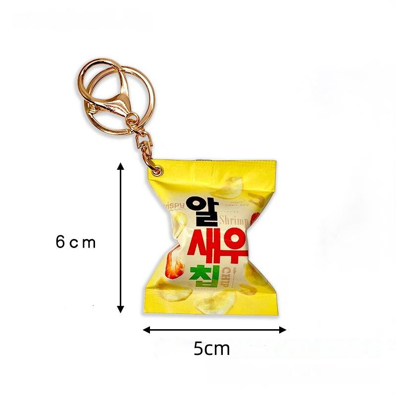 Simulation Korean Potato Chip French Fries Snack Bag Keychain Mini Snack Backpack Pendant Decoration Car Keyring Jewelry Gift