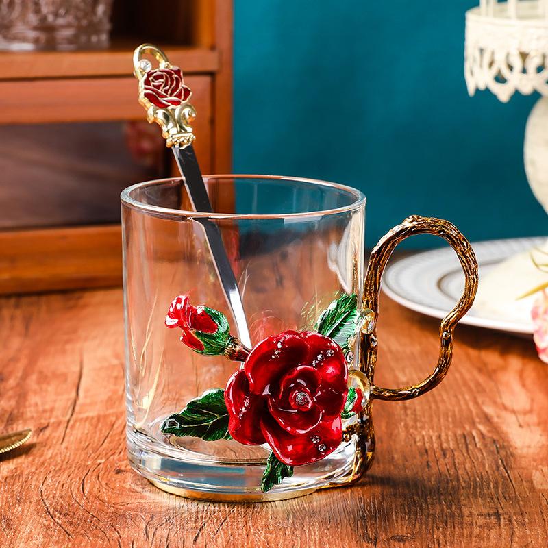 Creative Enamel Color Glass Household Water Cup Heat-Resistant Glass Office Crystal Cup Juice Teacup