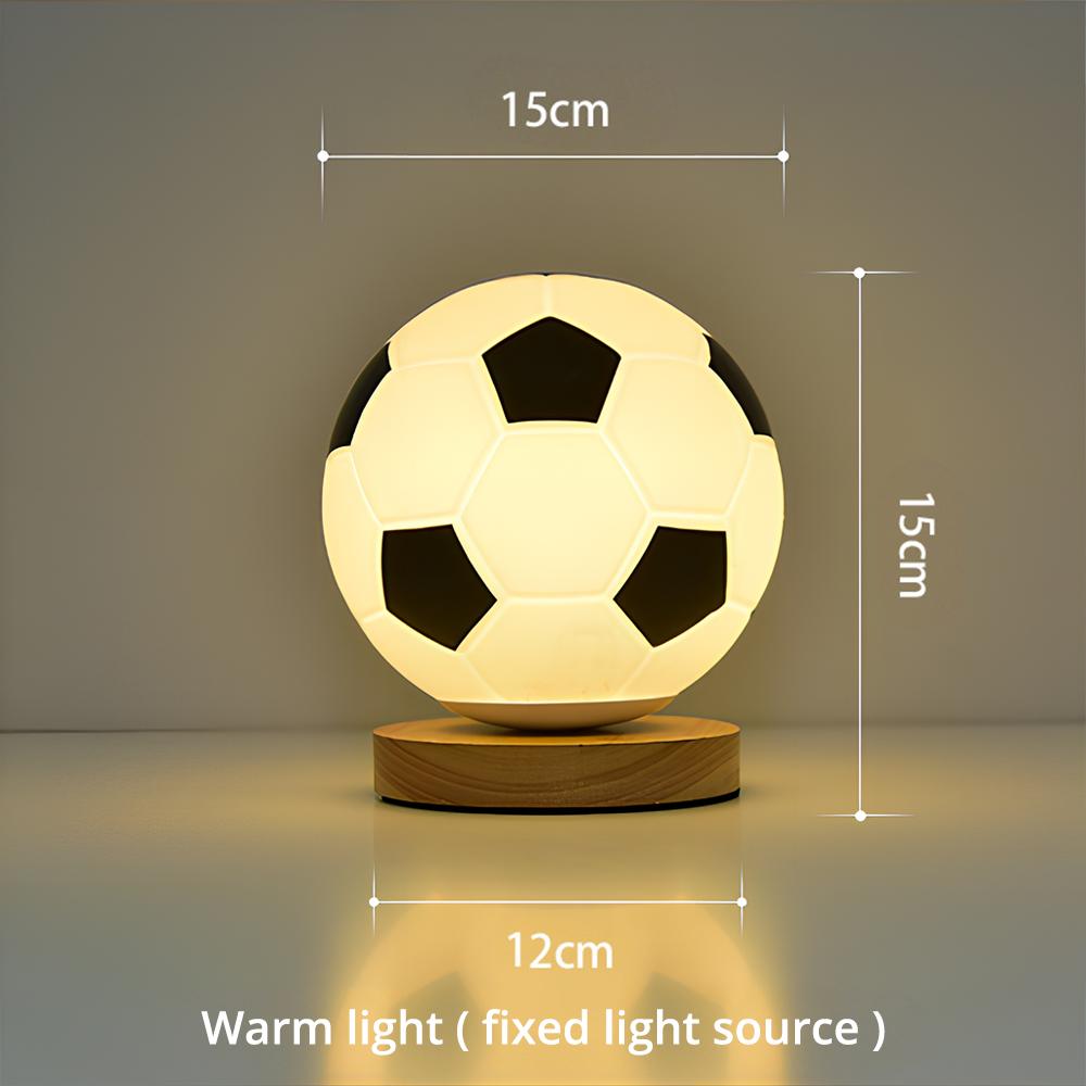 Football Small Table Lamp Solid Wood Glass Night USB LED Circular Bedside Light Study Room Decoration Atmosphere Remote Dimming