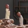 Creative Ceramic Blessing Little Monk Ornament Purple Sand Kung Fu Character Model Home Living Room Bedroom Tea Set Figurines