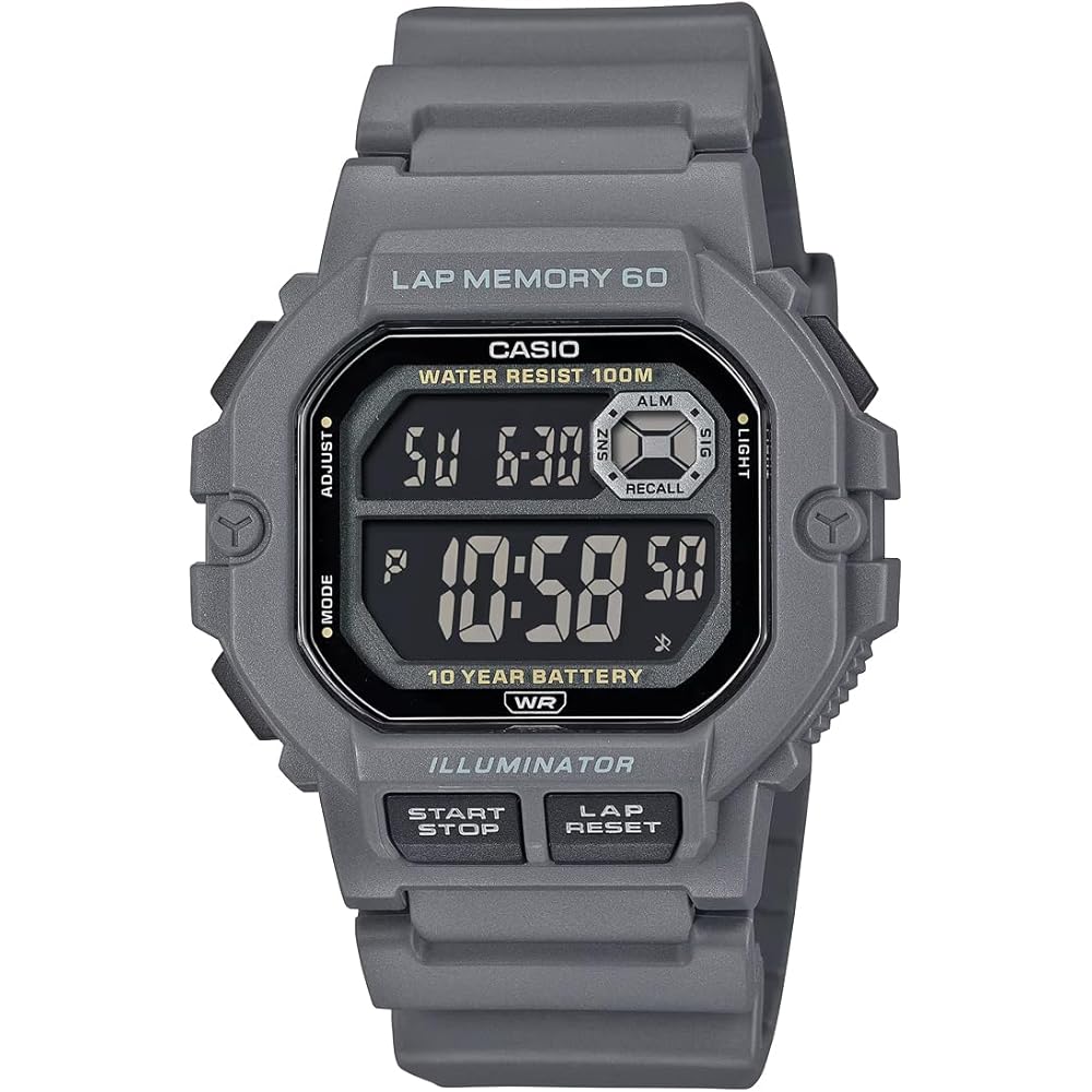 Casio Sports Gear Digital Men s Watch 60 Lap Memory Function Gray Black Reverse LCD
