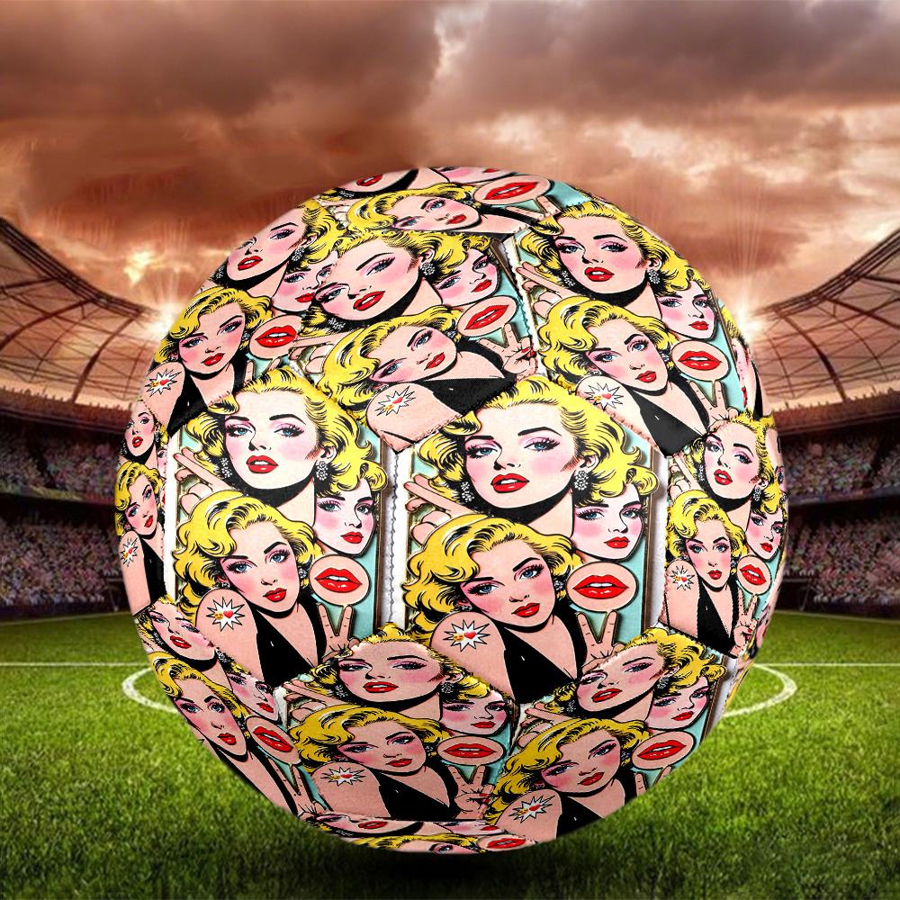 Marilyn Monroe Print Size 5 Soccer Ball, Standard Match Football for Sports Game and Team Practice, Ideal Gift for Soccer Fans