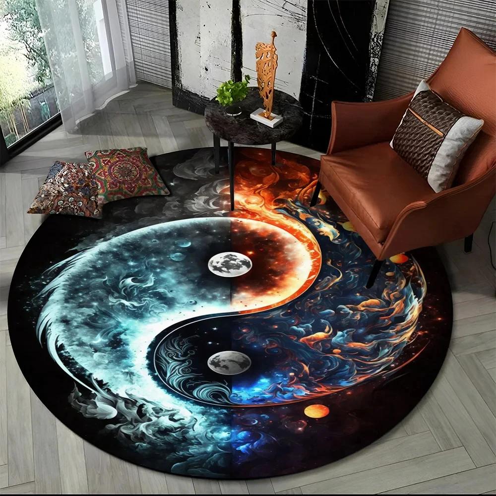 3D Naturalize Yin and Yang Chinese Tai Chi Round Carpet Circle Area Rug for Living Room Bedroom Decor Doormat Non-slip Floor Mat