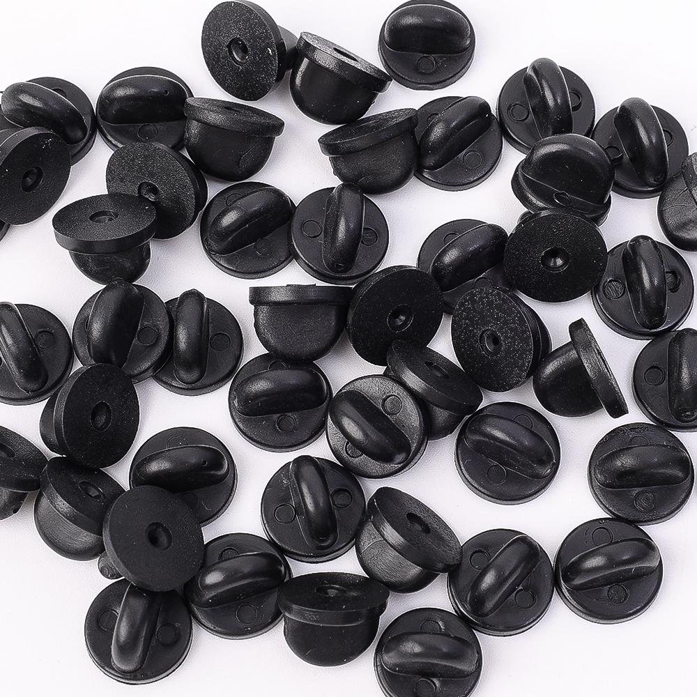 

50/100Pcs Black PVC Rubber Pin Backs Butterfly Clutch Tie Tack Lapel Holder Clasp Pin Cap Keeper for Uniform Badges Replacements 50pcs