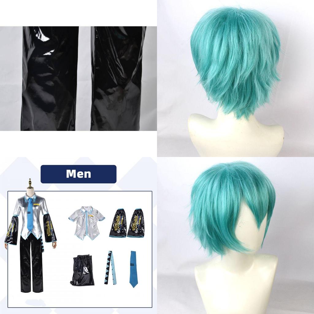 Hatsune Miku Vocaloid Klasický Pu Cosplay Pánská Košile Kravata Kalhoty Paruka Sada Pro Večírky Vánoce