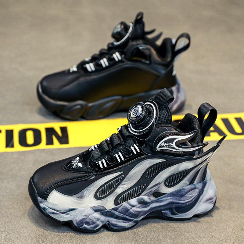 Boys' shoes for spring and autumn2026New leather waterproof children's basketball shoes with soft soles and non-slip features, suitable for running