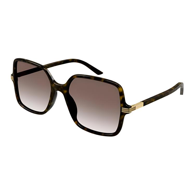 Gucci Gucci Logo Design Recycled Acetate Square Sunglasses Women's Brown