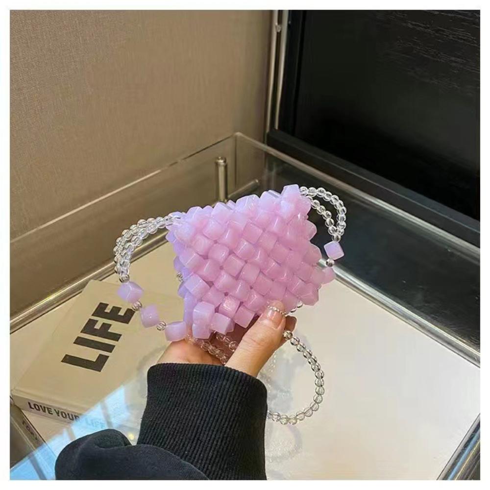 Acrylic Mini Crossbody Bag For Women Clear Candy Color Shoulder Bag Rhombic Pattern Lipstick Coin Purse Girl Small Handbag