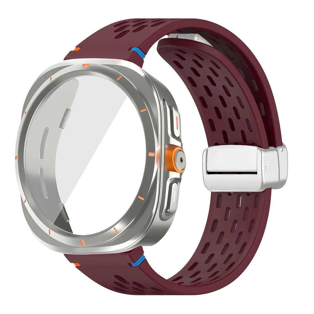 For Samsung Galaxy Watch 7 6 40mm 44mm Silicone Magneti Buckle Band +Change To Case Tempered Glass Full Protective Cover Bumper