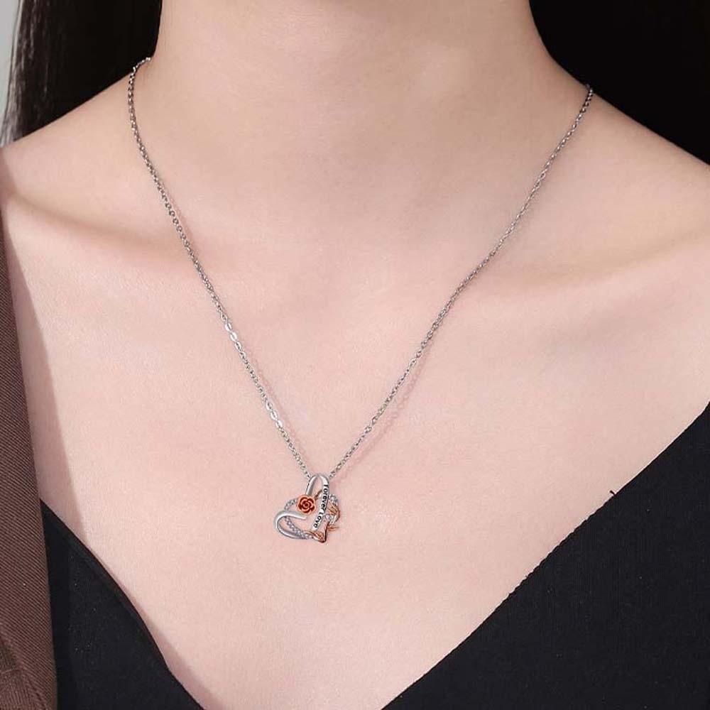 Rhinestone Heart Rose Necklace Neck Accessories Valentine's Day Clavicle Chain  Engagement