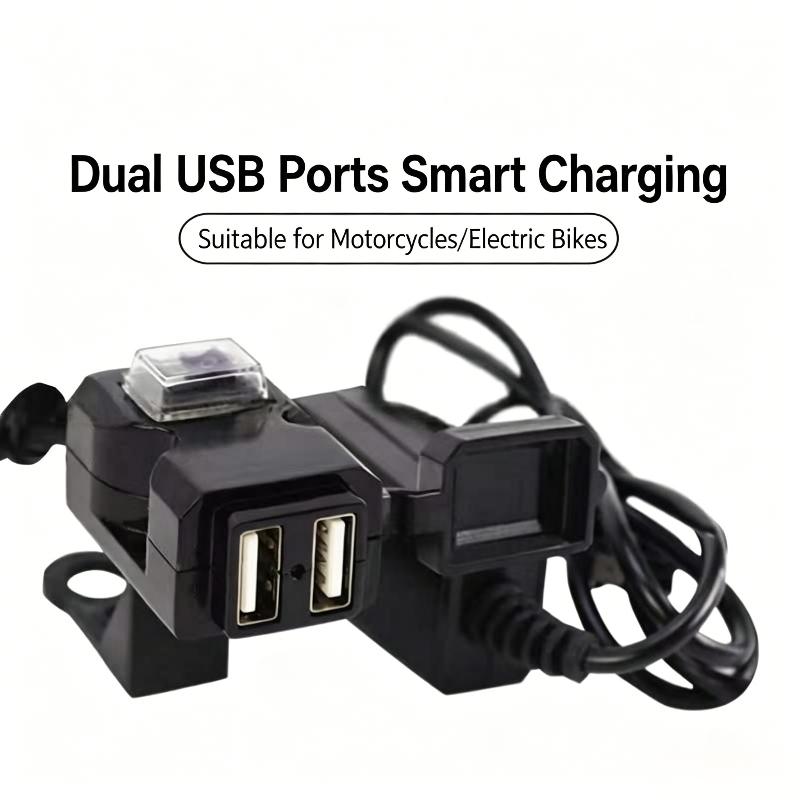 Waterproof Dual USB Charger for Motorcycle Electric Bike Scooter Quick Charge Adapter for Outdoor Riding