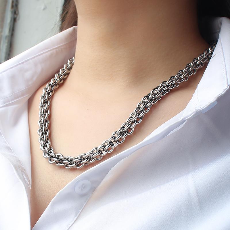 Rings Cross Connected Corn Stainless Steel Chain Necklace for Men Women 50cm Long Can be Customized Length