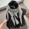 Autumn and Winter New Korean Style Versatile Geometric Rhombus Imitation Cashmere Jacquard Scarf for Women Thickened Tassel Shawl Scarf