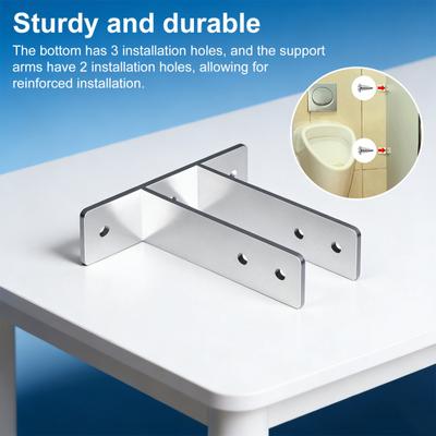 Urinal Partition Brackets Carbon Steel Bathroom Partition Bracket Hardware with Mounting Screws Heavy Duty Urinal Brackets