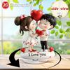 2D Acrylic Rotating Ornament Sweet Couple with Love Ornament Valentine's Day Decoration Wedding