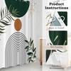 Boho Mid Century Shower Curtain,Sage Green Leaves Abstract Geometric Shower Curta for Bathroom Waterproof Fabric Bathroom Shower Curtain Set with