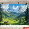 2D Alpine Mountain Village Tapestry Bedroom Living Room Wall Decor