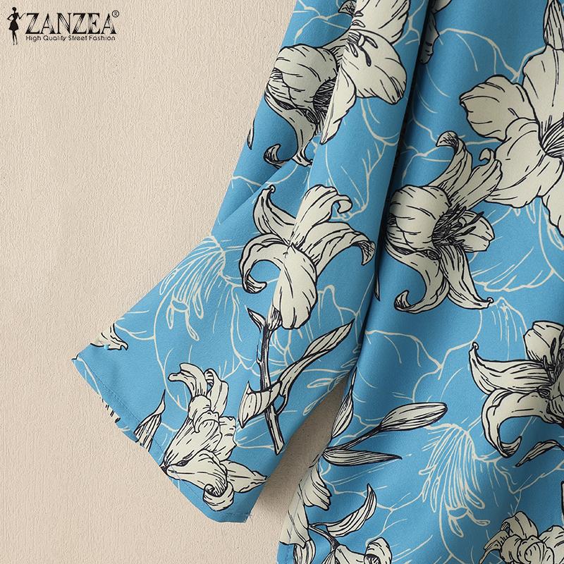 ZANZEA Women Long Sleeve Print Blouse and Pants Casual Two Piece Suit Sets