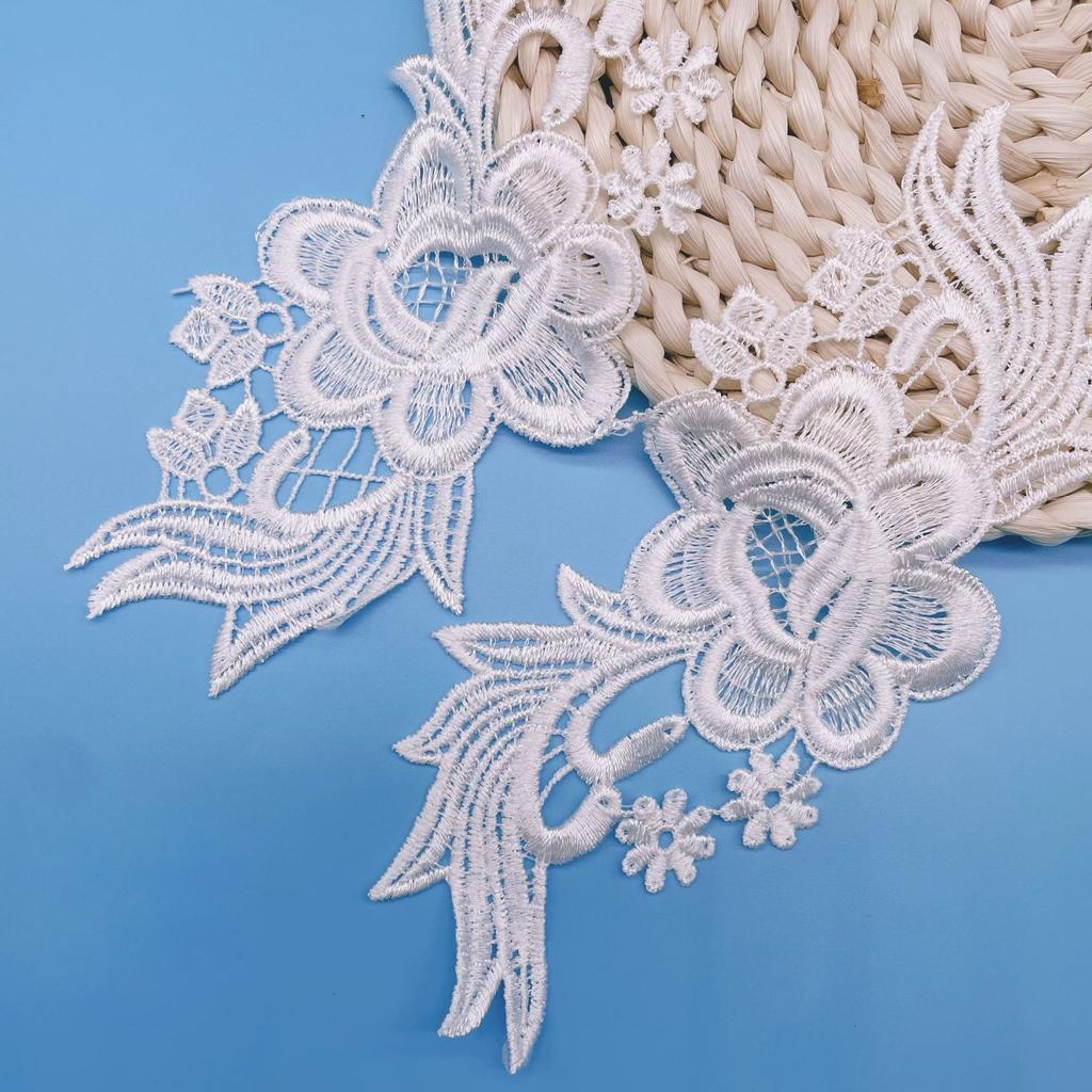 White Hollow Embroidery Flower Accessories Bridal Dress Children'S Princess Dress Hanfu Decorative Lace Clothing Accessories