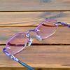 Clara Vida Purple Tinted Rimless Light Spectacles Multi-coated Red Lenses Women Reading Glasses +0.75 To +4