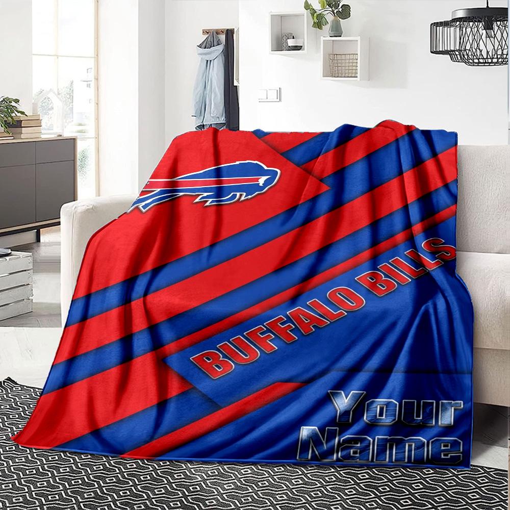 Name Custom Buffalo Bills Print Flannel Blanket High Quality Warm Comfortable Cover for All Seasons Perfect for Gifts Home Decor