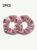2PCS New Solid-color Velvet Zipper Large Intestine Hair Band Korean Style Fashionable Fabric Ponytail Storage Large Intestine