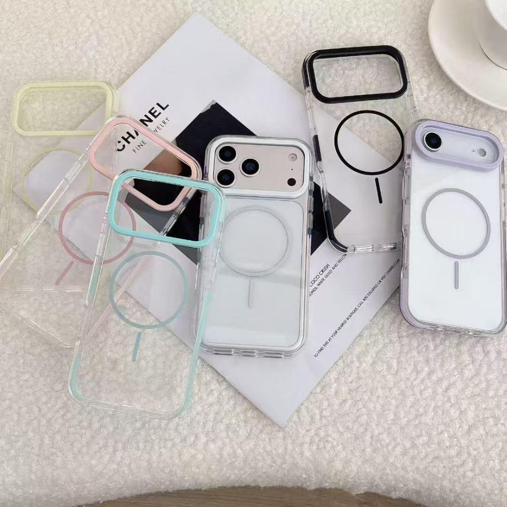 HD Crystal Transparent Glossy Magnetic Case For iPhone 17 Air 16 15 14 13 12 Pro Max Plus 11 Candy Rugged PC For Magsafe Cover