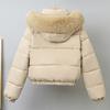 Fashion Winter Coat Female Short Parkas Hooded Faux Fur Collar Loose Thick Warm Women's Jackets