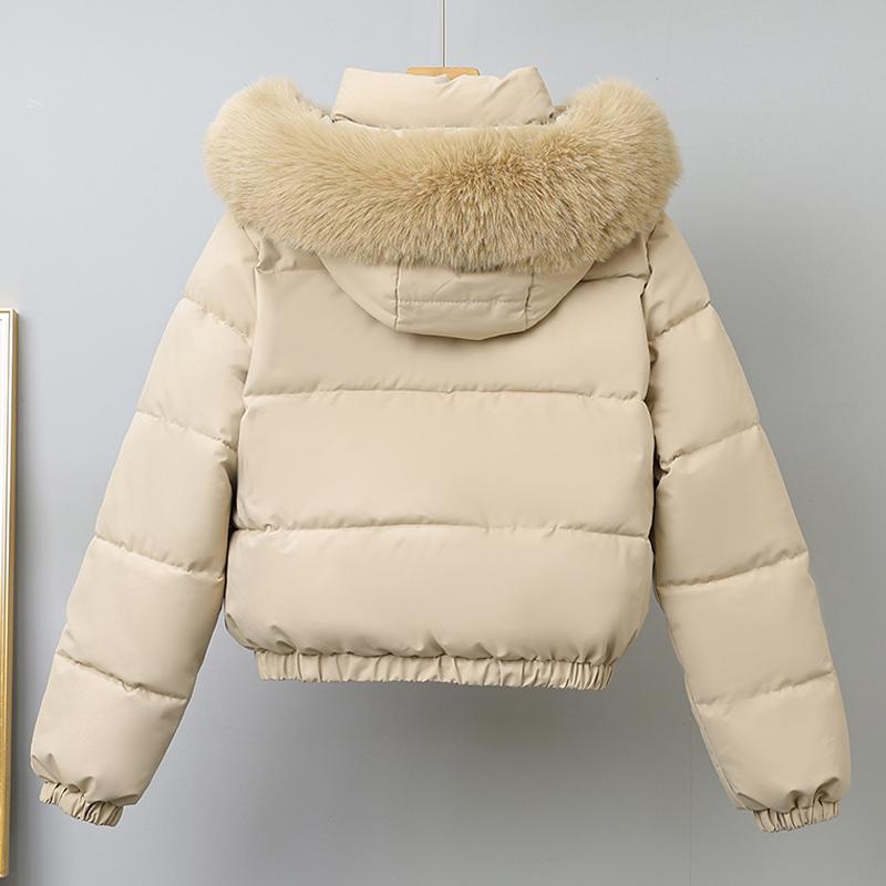 Fashion Winter Coat Female Short Parkas Hooded Faux Fur Collar Loose Thick Warm Women's Jackets