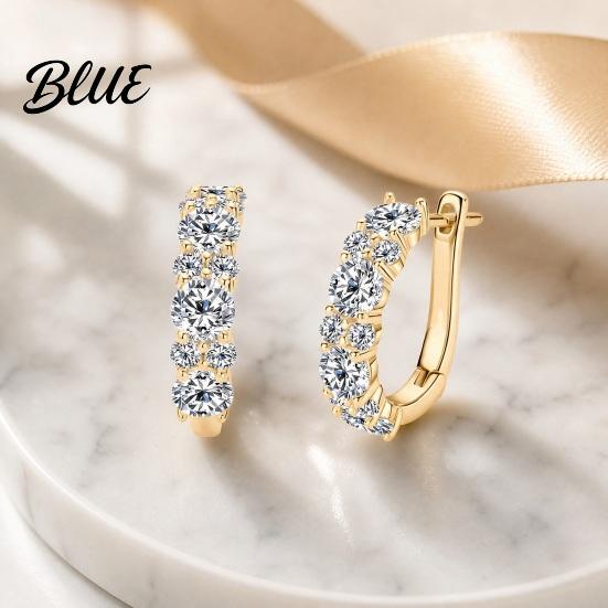 Commuting Earrings 1 Pair Ear-buckle Earrings Circle with Dazzling Cubic