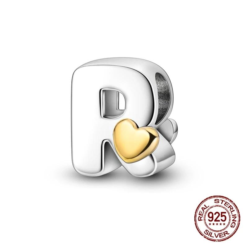 Copper Yellow Love 26 Letters Diy Love Charms Beads Fit 4Mm Hole Diameter Bracelets Fine Birthday Jewelry Gift