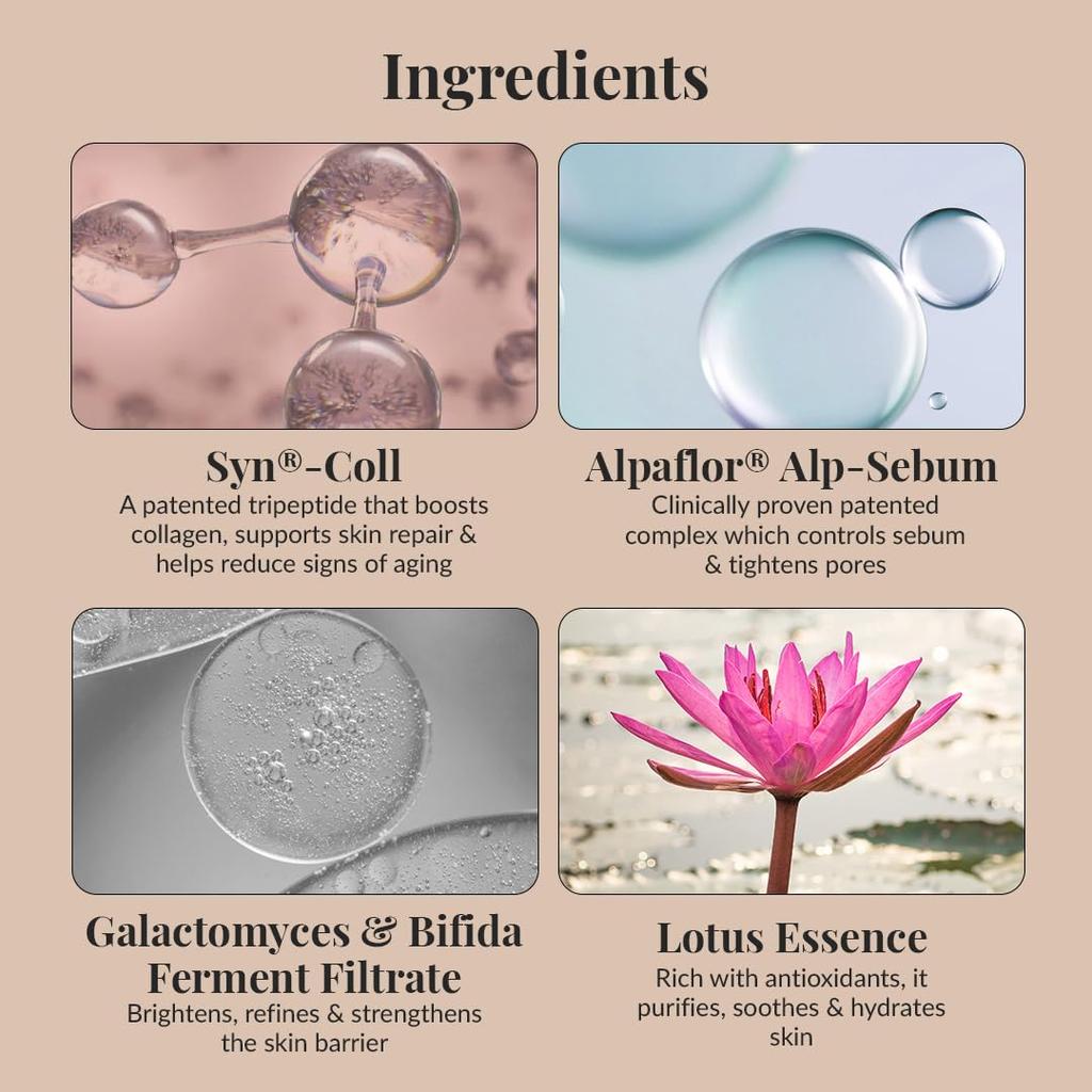 Pore Perfecting Korean Face Serum with Lotus Water, Galactomyces & Bifida Ferment |Vegan Korean Skincare for Men & Women | 30ml