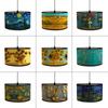 Astral Sunflower Lamp Shade Bamboo Art Light Shade Bar Cafe Chandelier Decor Van Gogh Painted Decorative Lampshade