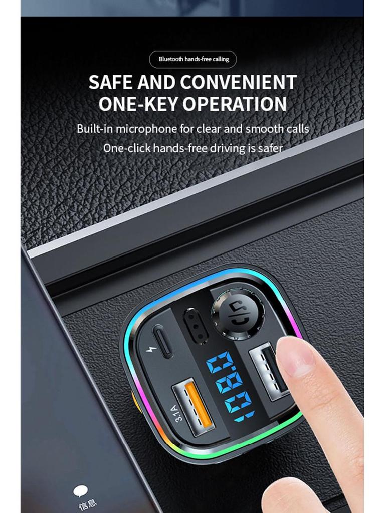 Bluetooth MP3 Car FM Charger with Digital Display & Fast Charging
